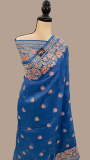 Pure Organza Chikankari Handloom Banarasi Saree - The Handlooms