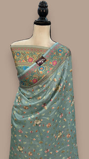 Tussar Silk Handloom Banarasi Saree With Chikankari - The Handlooms