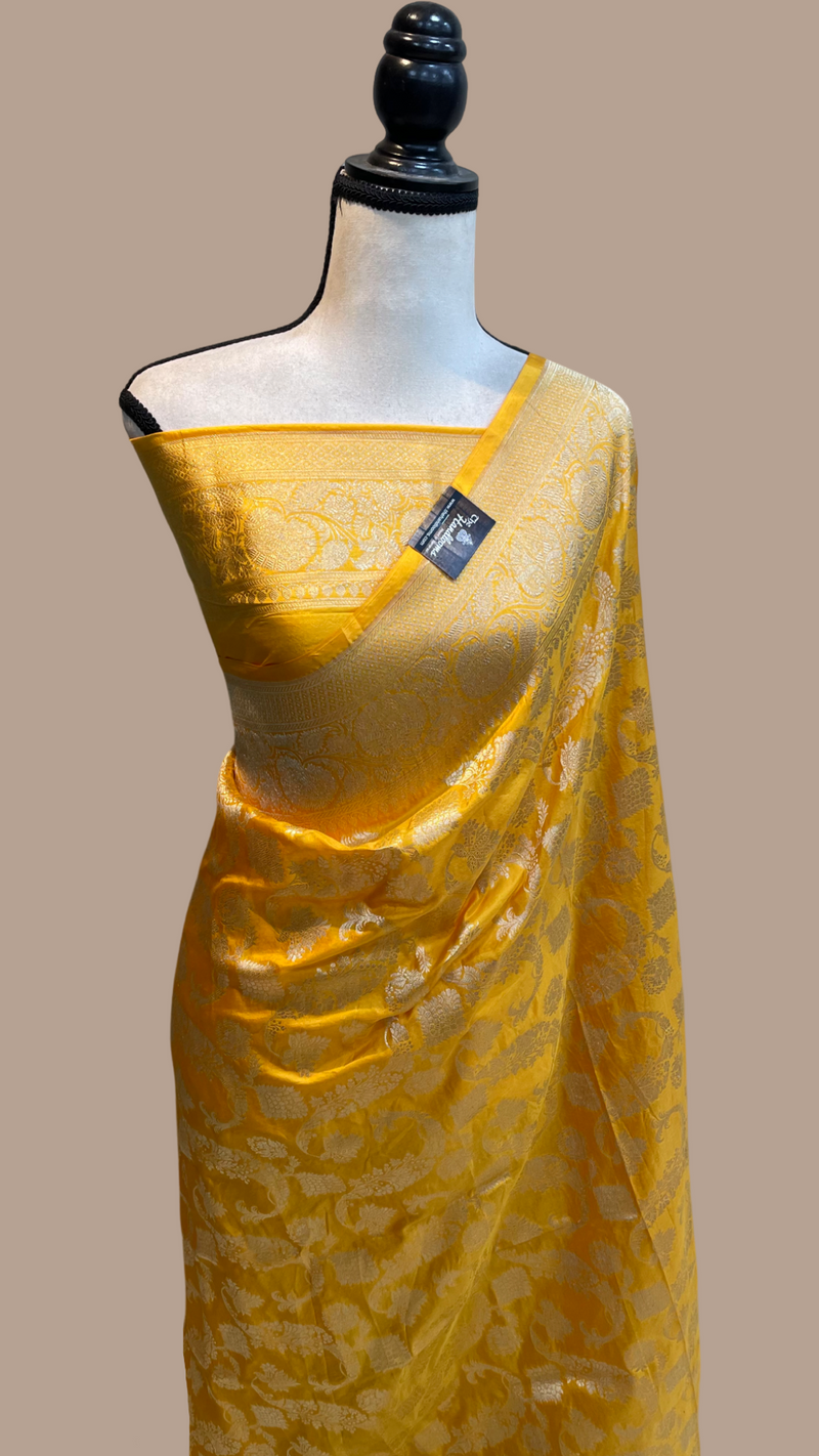 Pure Katan Silk Banarasi Handloom Saree - All Over Jaal Work - The Handlooms