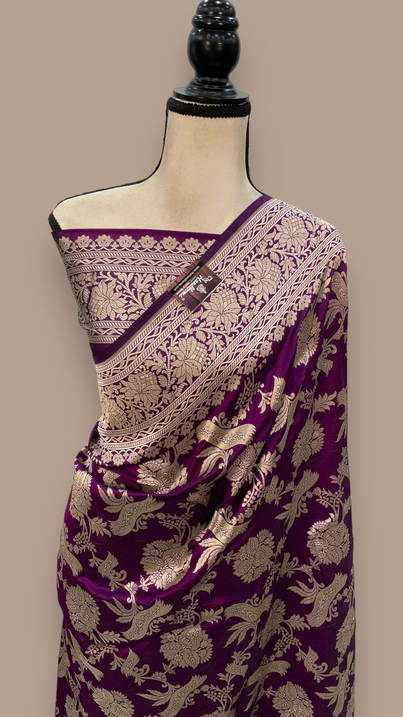 Pure Katan Silk Banarasi Handloom Saree - All Over Jaal Work - The Handlooms