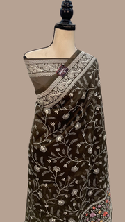 Pure Organza Chikankari Handloom Banarasi Saree - The Handlooms