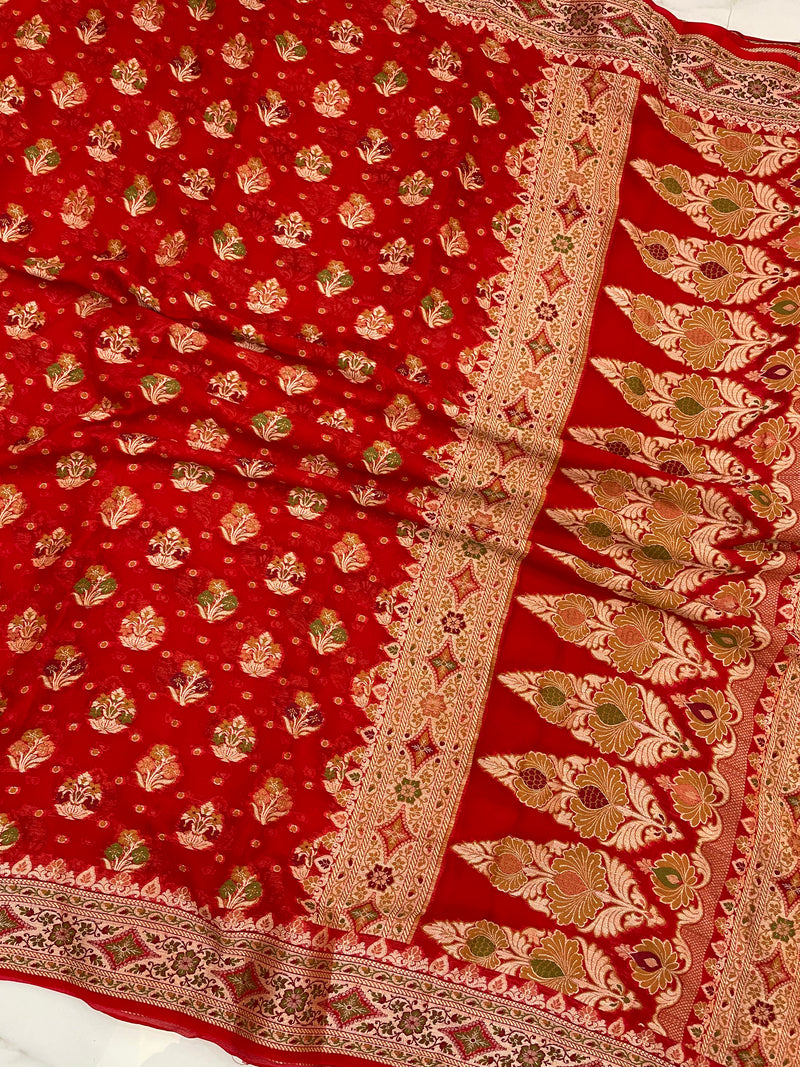 Pure Chiffon Khaddi Banarasi Saree - The Handlooms