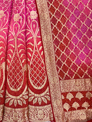 Pure Khaddi Georgette Bandhani Handloom Banarasi Lehenga - The Handlooms