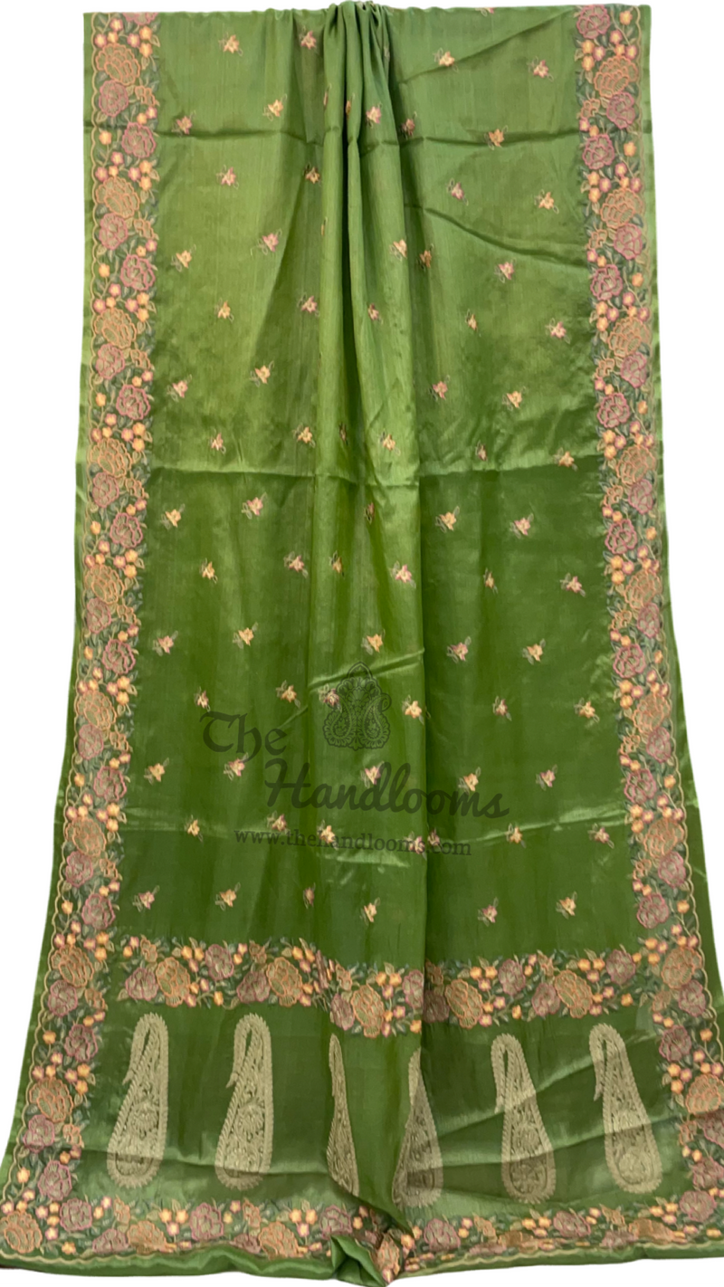 Tussar Silk Handloom Banarasi Saree With Chikankari - The Handlooms