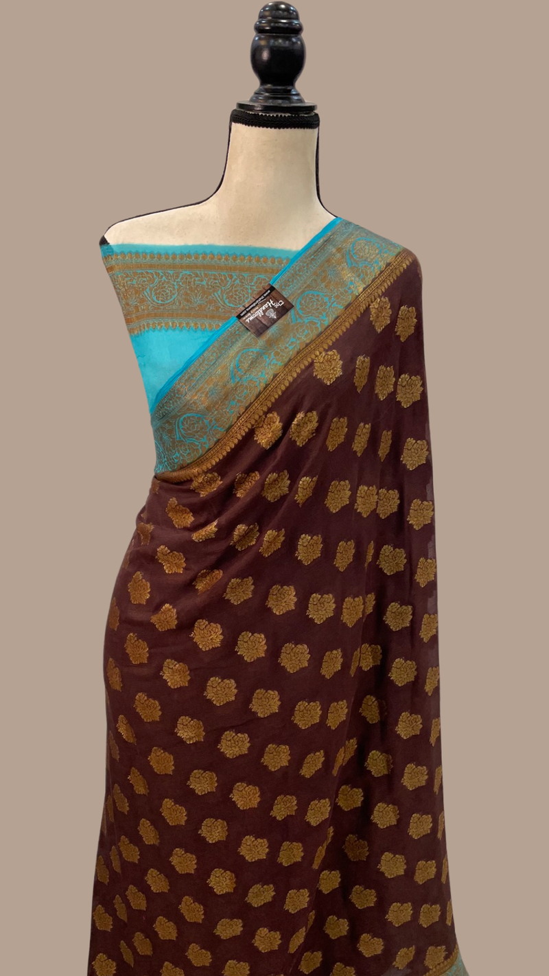 Pure Chiffon Khaddi Banarasi Saree - The Handlooms