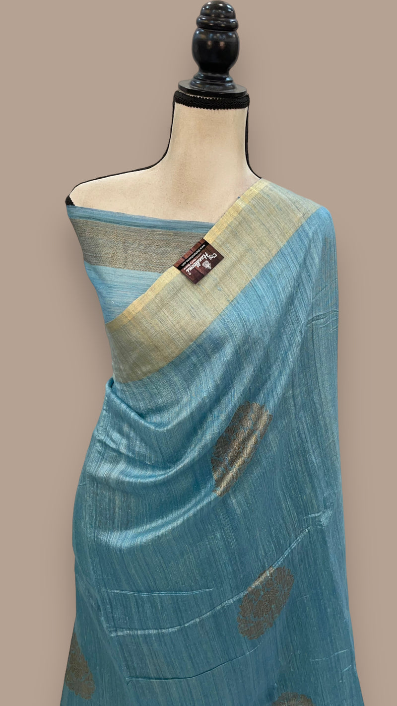 Pure Matka Tussar Silk Handloom Banarasi Saree - The Handlooms