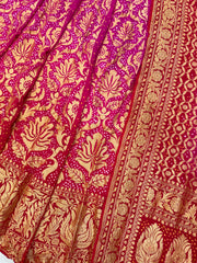 Pure Khaddi Georgette Bandhani Handloom Banarasi Lehenga - The Handlooms