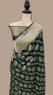 Pure Katan Silk Banarasi Handloom Saree - All Over Jaal Work - The Handlooms