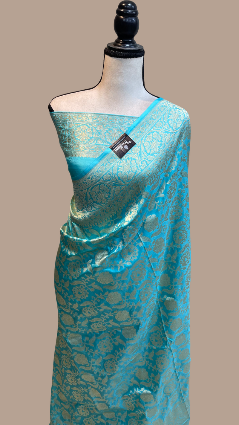 Pure Katan Silk Banarasi Handloom Saree - All Over Jaal Work - The Handlooms