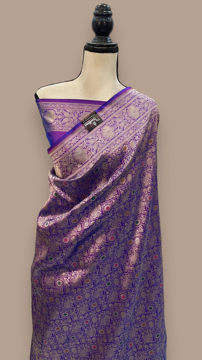 Pure Katan Silk Banarasi Handloom Saree - Tanchui Brocade With Meenakari - The Handlooms