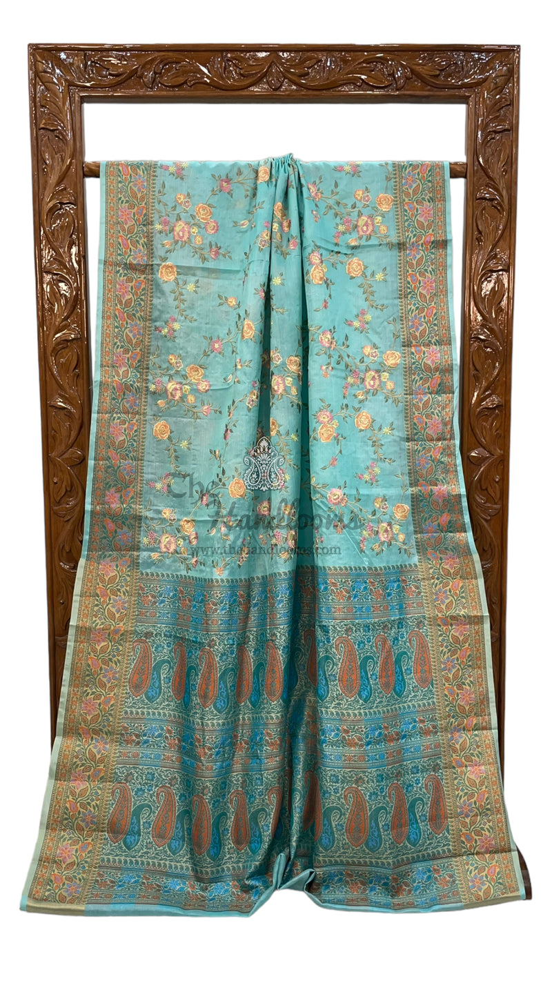 Tussar Silk Handloom Banarasi Saree With Chikankari - The Handlooms