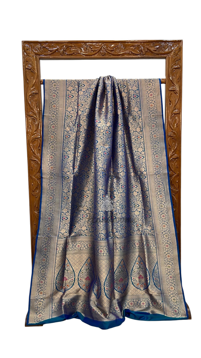 Regal Pure Katan Silk Banarasi Saree – Handwoven Tanchui Brocade With Meenakari
