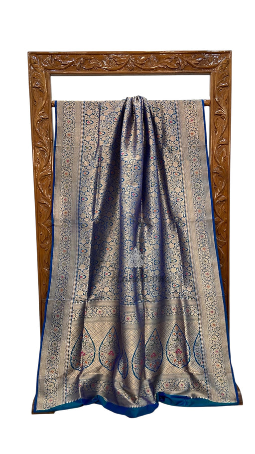 Regal Pure Katan Silk Banarasi Saree – Handwoven Tanchui Brocade With Meenakari - The Handlooms