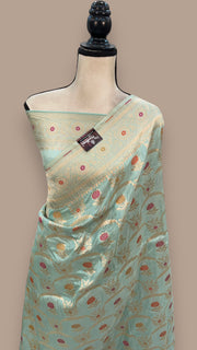 Pure Katan Silk Banarasi Handloom Saree - All over Jaal work with Meenakari - The Handlooms