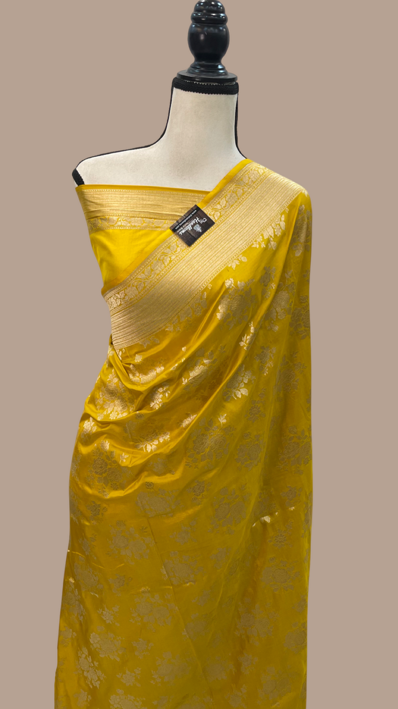 Pure Katan Silk Banarasi Handloom Saree - All over Jaal work - The Handlooms