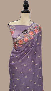 Tussar Silk Handloom Banarasi Saree With Chikankari - The Handlooms