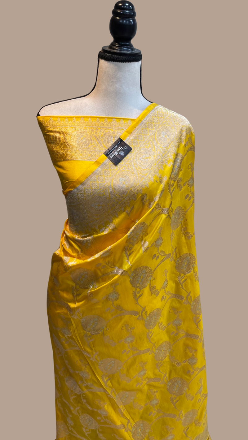 Pure Katan Silk Banarasi Handloom Saree - All over Sona Roopa Jaal work - The Handlooms