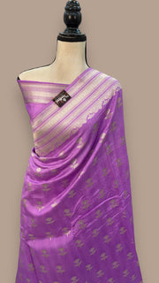 Lavender Pure Khaddi Chiniya Handloom Banarasi Saree - The Handlooms