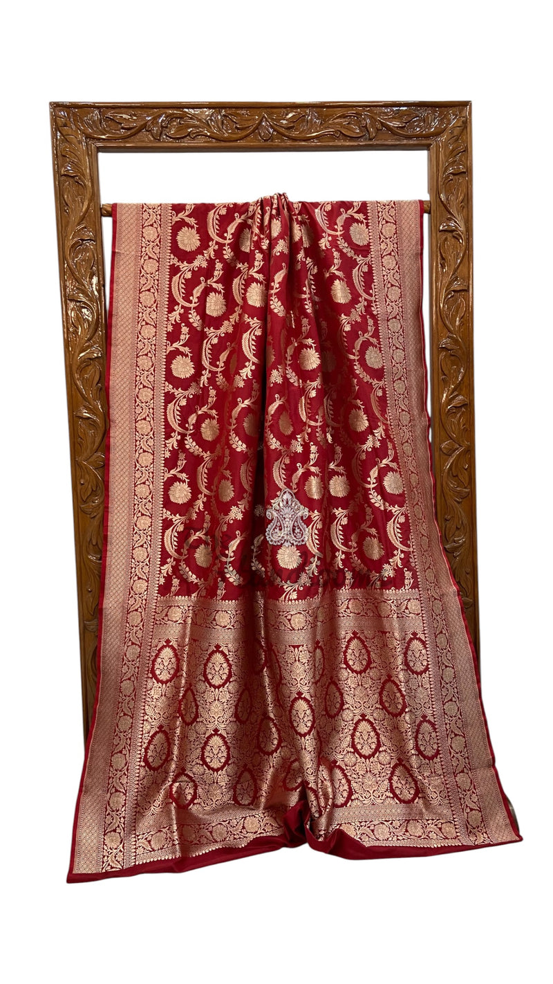 Pure Katan Silk Banarasi Handloom Saree - All Over Gold Zari Jaal Work