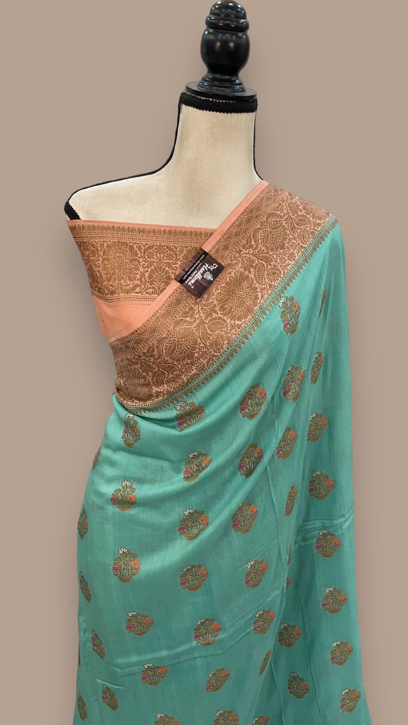 Moonga Georgette Handloom Banarasi Saree - The Handlooms