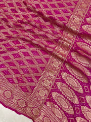 Pure Georgette Banarasi Bandhej Handloom Saree - The Handlooms