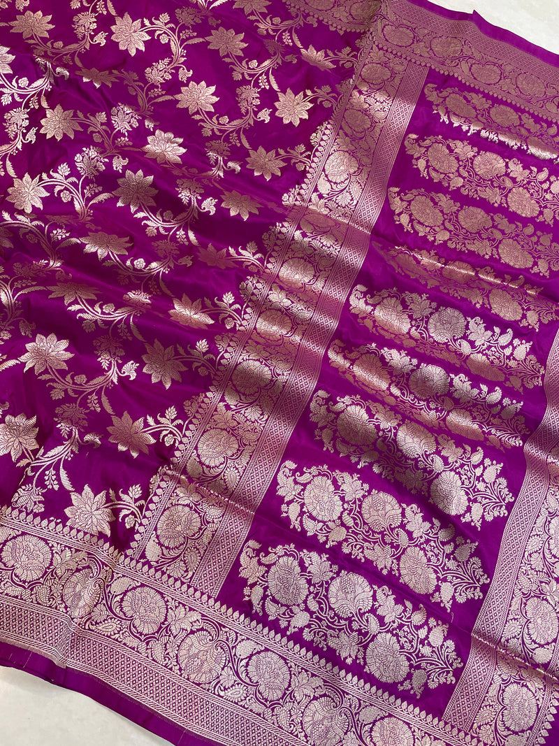 Pure Katan Silk Banarasi Handloom Saree - All Over Jaal Work - The Handlooms