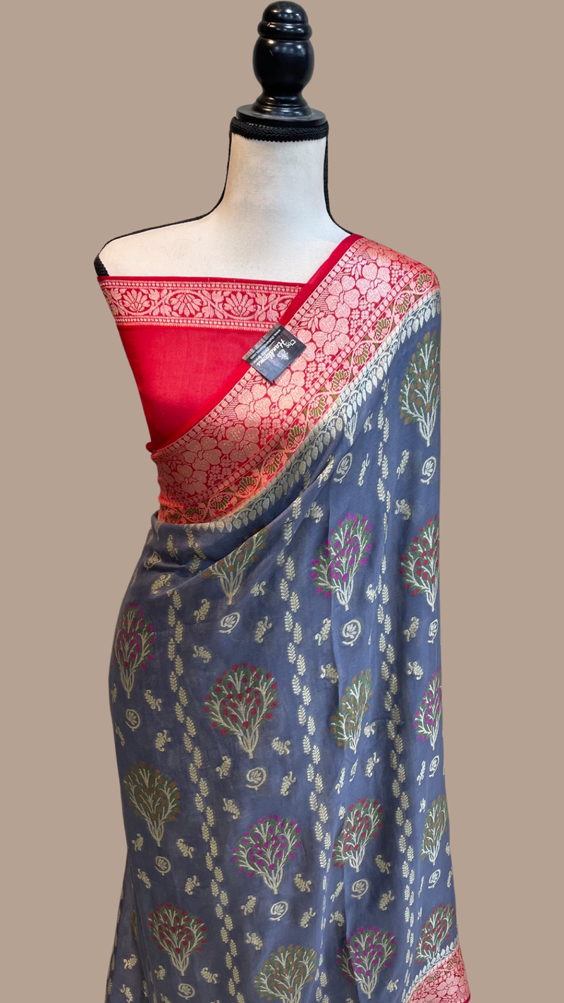 Pure Chiffon Khaddi Banarasi Saree - The Handlooms