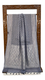 Pure Georgette Banarasi Saree - Grey - The Handlooms