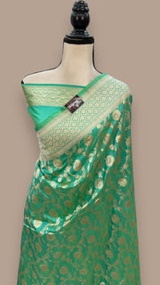 Pure Katan Silk Banarasi Handloom Saree - All over Jaal work - The Handlooms