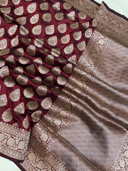 Pure Katan Silk Banarasi Handloom Saree - All Over Jaal Work - The Handlooms