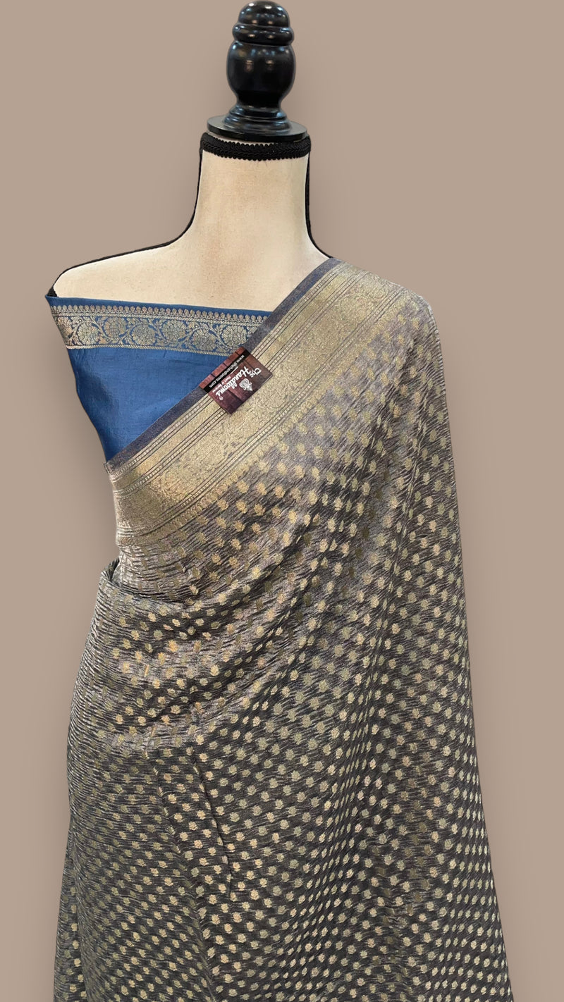 Pure Kora Tissue Crush Handloom Banarasi Saree - The Handlooms