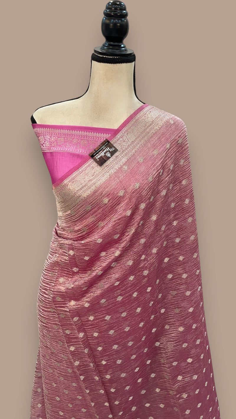 Pure Kora Tissue Crush Handloom Banarasi Saree - The Handlooms