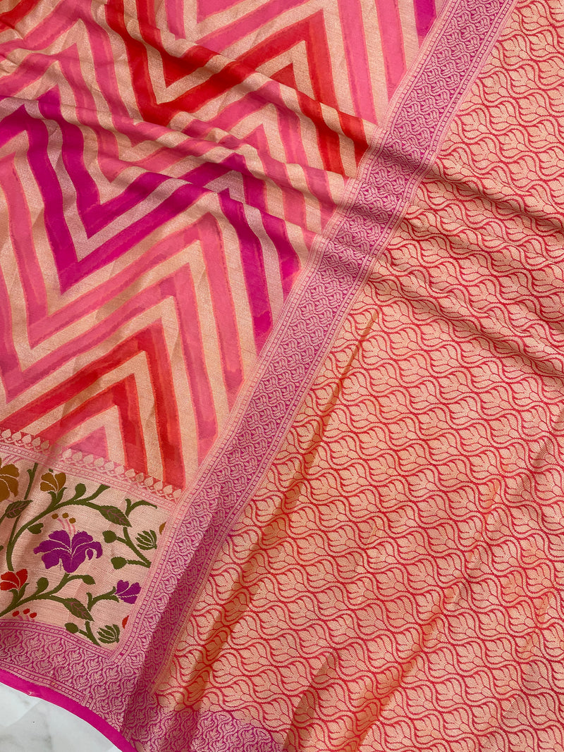 Rangkat Pure Chiffon Khaddi Banarasi Saree - The Handlooms