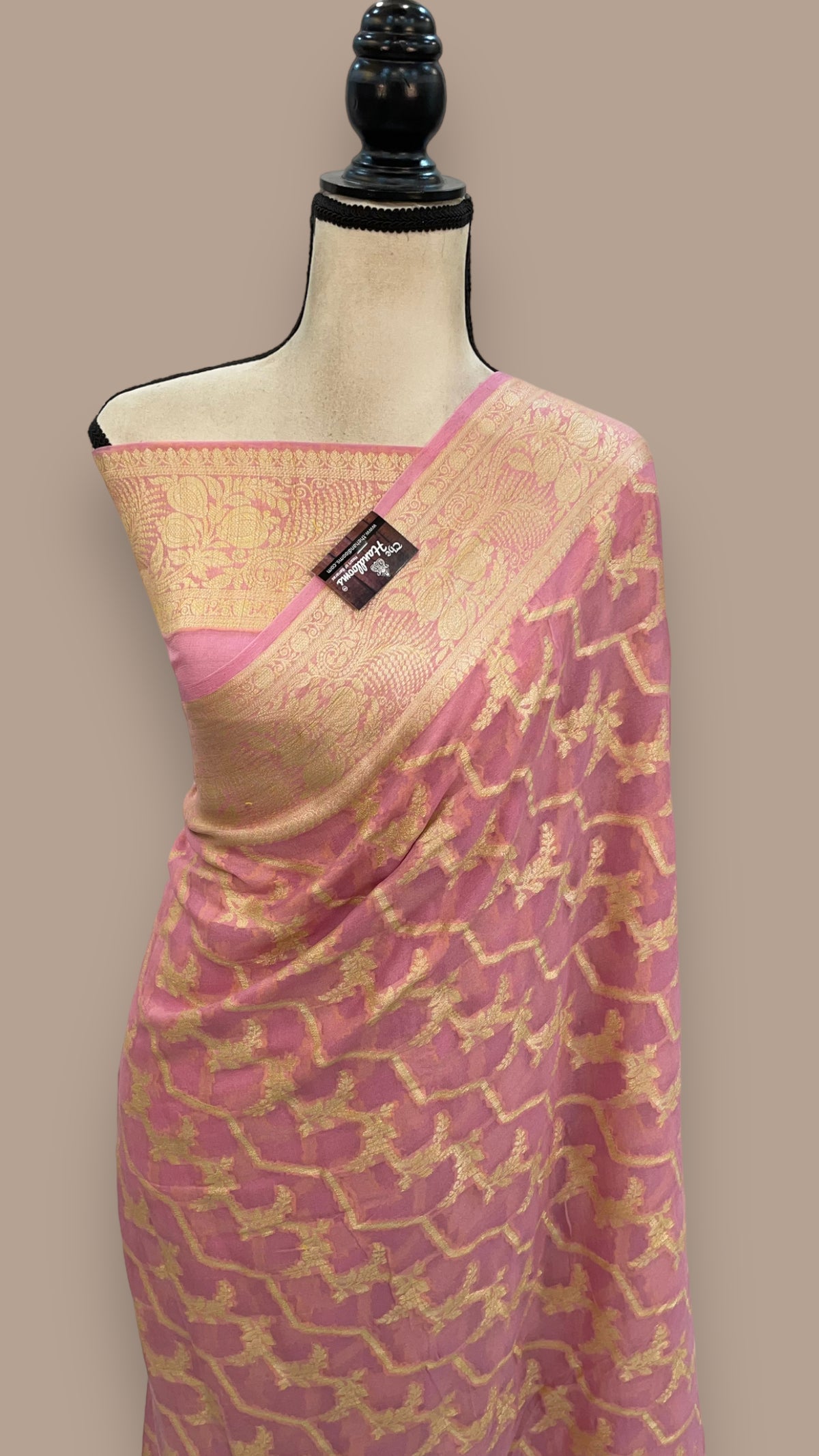Turquoise Pure Chiffon Khaddi Banarasi Saree