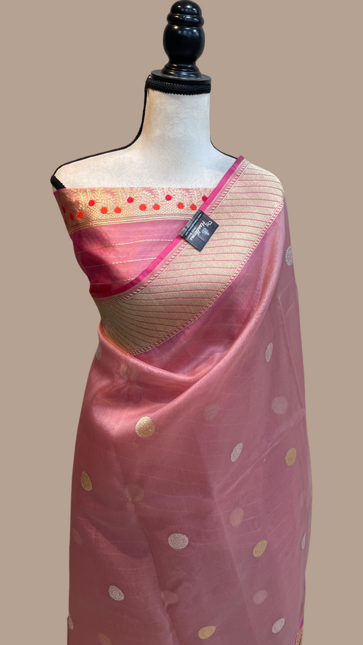 Pure Kora Katan Silk Banarasi Handloom Saree - All over kadua motifs With Meenakari - The Handlooms