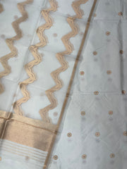 Pure Katan Silk Handlooms Banarasi Dress material With Organza Dupatta - The Handlooms