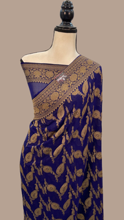 Khaddi Georgette Banarasi Saree -  Antique zari - The Handlooms