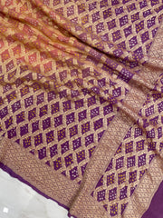 Pure Georgette Banarasi Bandhej Handloom Dupatta - The Handlooms