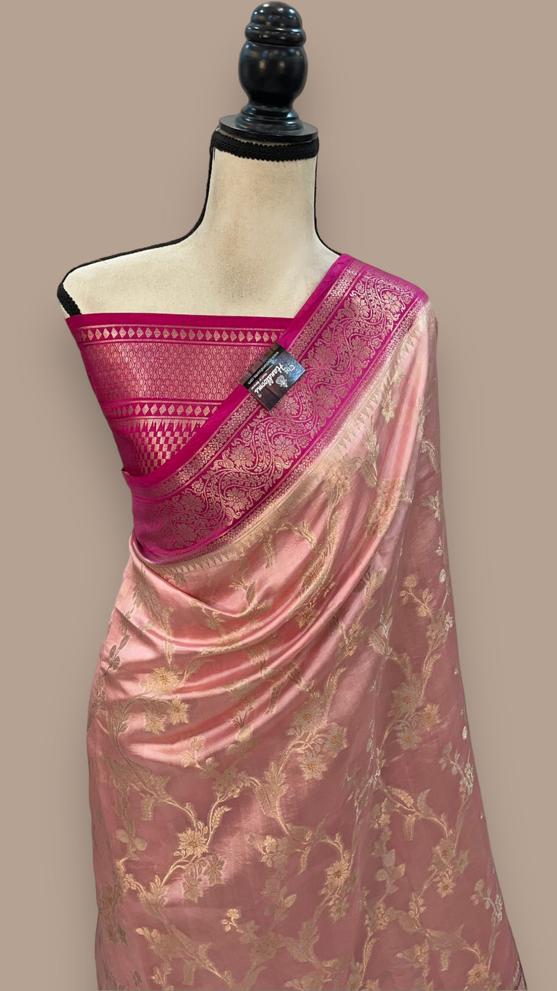 Pink Pure Mango Silk Banarasi Handloom Saree - The Handlooms