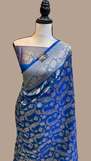 Pure Katan Silk Banarasi Handloom Saree - All Over Jaal Work - The Handlooms