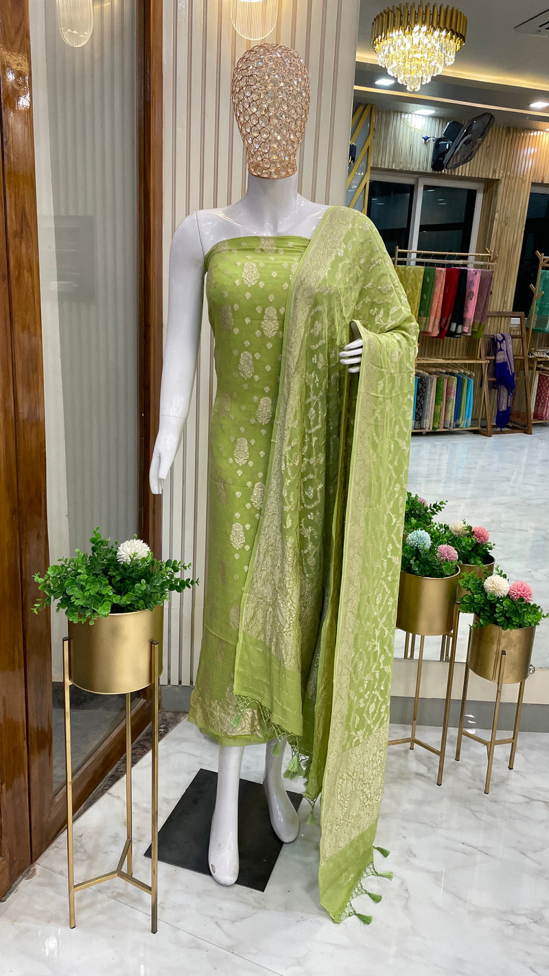 Khaddi Georgette Handlooms Banarasi Dress material - The Handlooms