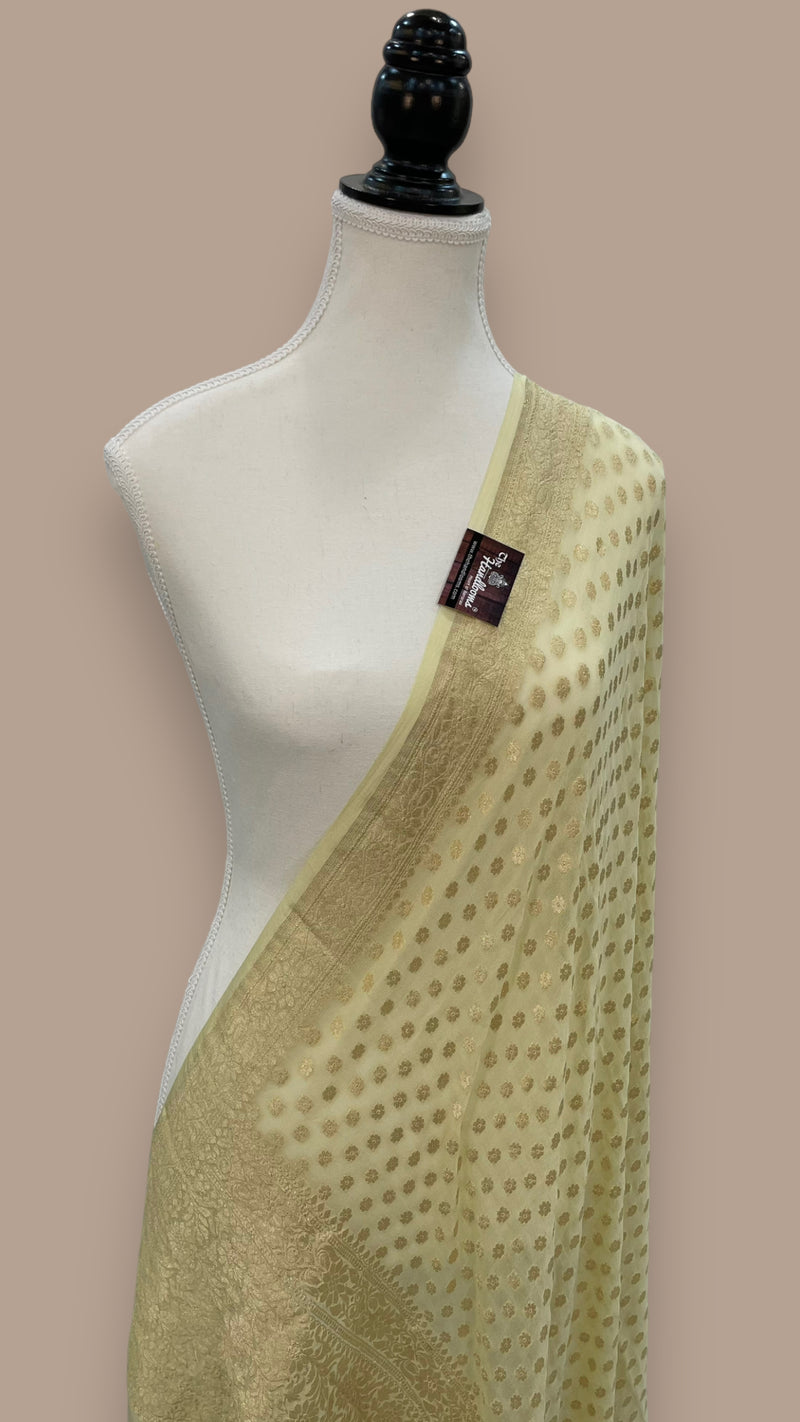 Pure Khaddi Georgette Dupatta - water zari - The Handlooms