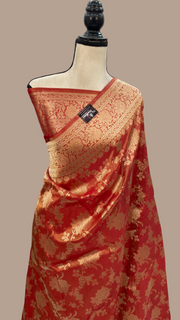 Pure Tissue Katan Silk Banarasi Handloom Saree - All over Jaal work - The Handlooms