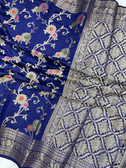 Pure Dupion Silk Banarasi Saree - Gold Zari - The Handlooms