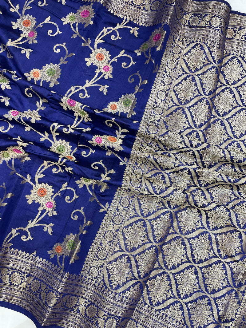 Pure Dupion Silk Banarasi Saree - Gold Zari - The Handlooms