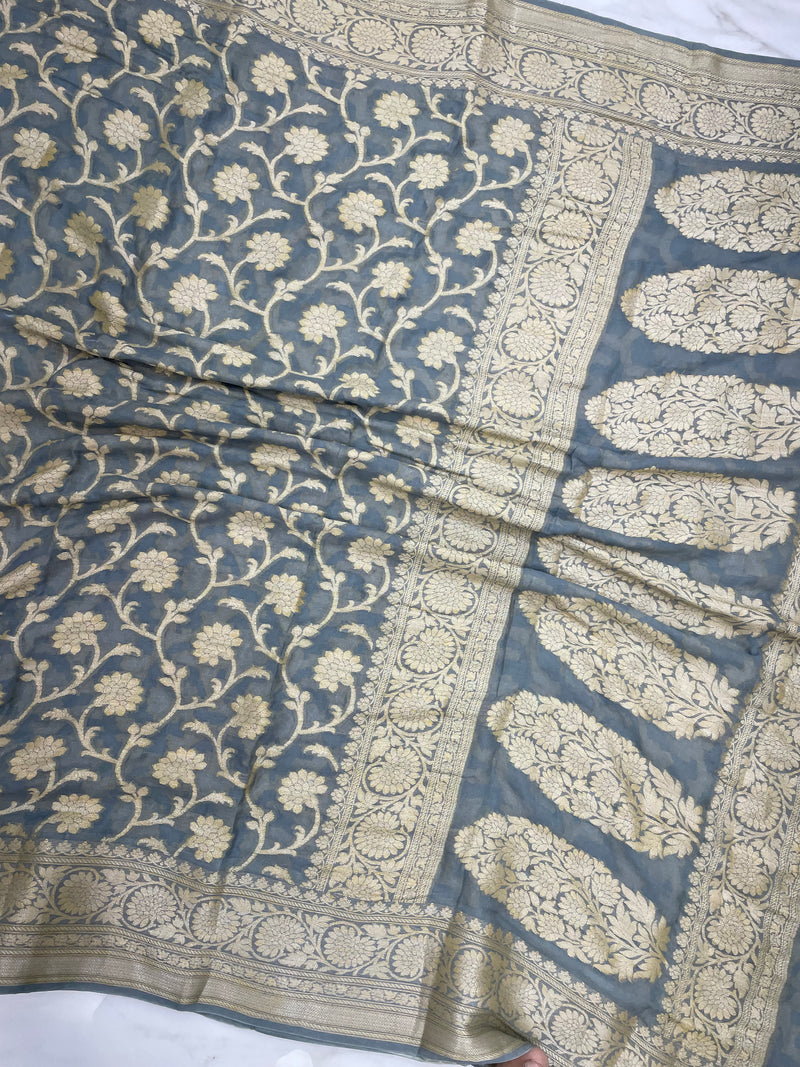 Pure Chiffon Khaddi Banarasi Saree - The Handlooms