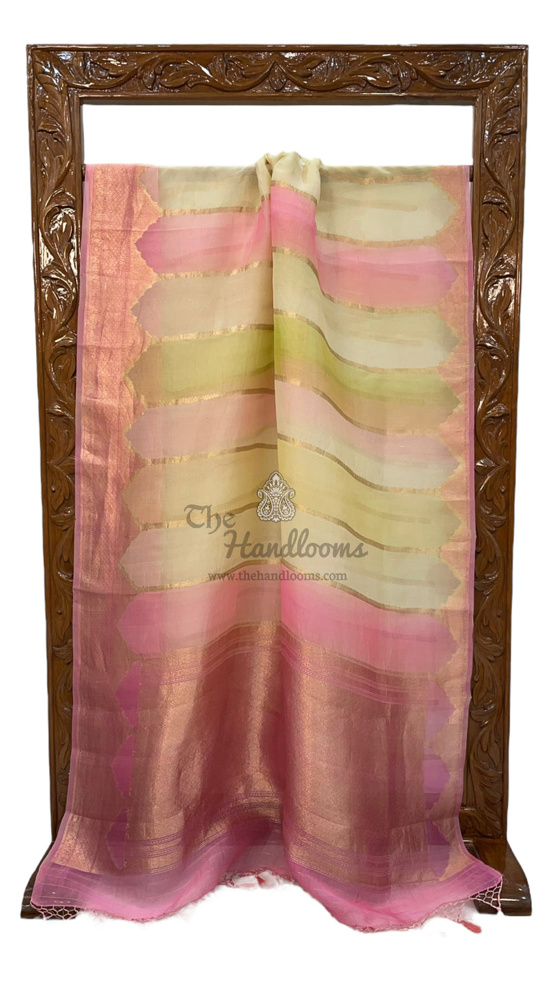 Pure Kora Handloom Banarasi Saree -Rangkat - The Handlooms