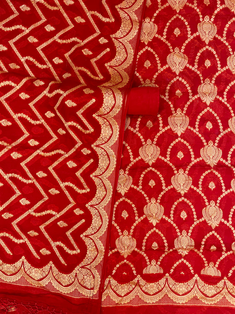 Pure Chiffon Khaddi Banarasi Dress material - The Handlooms