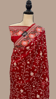 Pure Organza Chikankari Handloom Banarasi Saree - The Handlooms
