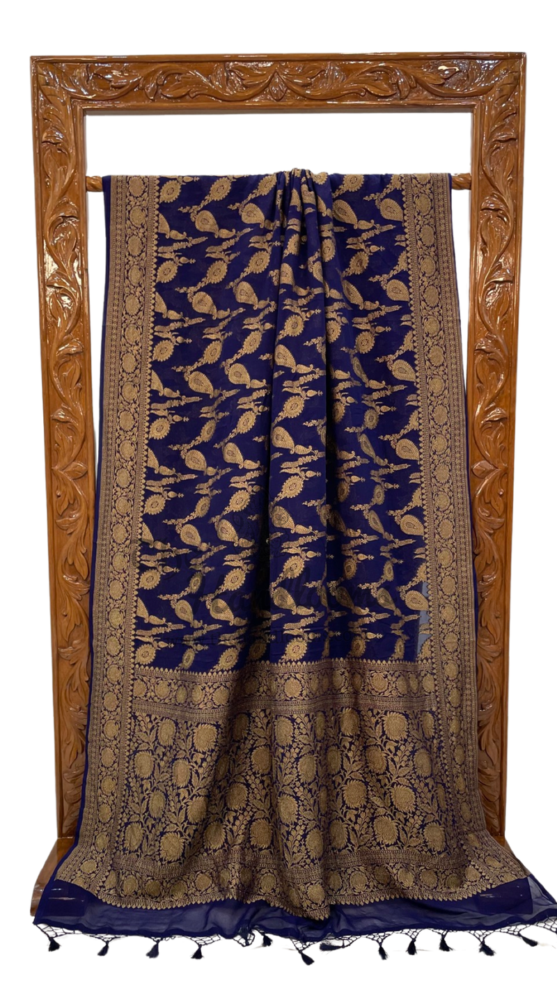 Khaddi Georgette Banarasi Saree -  Antique zari - The Handlooms